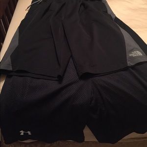Boys Under Armour and North Face shorts XL
